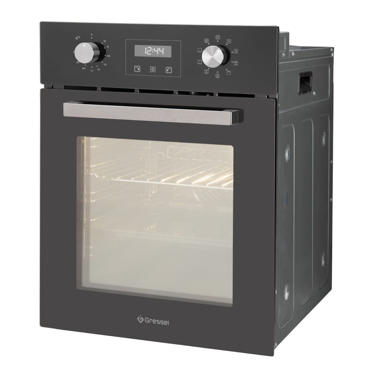Встраиваемый духовой шкаф GRESSEL U4ES59001 45см, 50л, 9 режимов, двойной гриль, тройное стекло, стеклянная панель, 3D-конвекция, доводчик дверцы, таймер