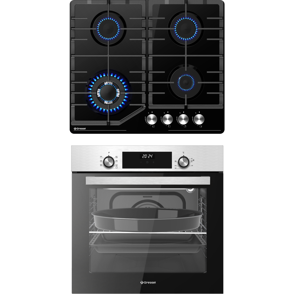 Комплект бытовой техники GRESSEL (духовой шкаф 60см U6EM68005 и варочная панель газовая 60см U60H41S011)