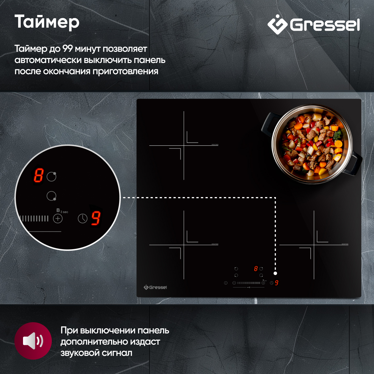 Комплект бытовой техники GRESSEL U66I57S74S01 (духовой шкаф 60см и варочная панель индукционная 60см)