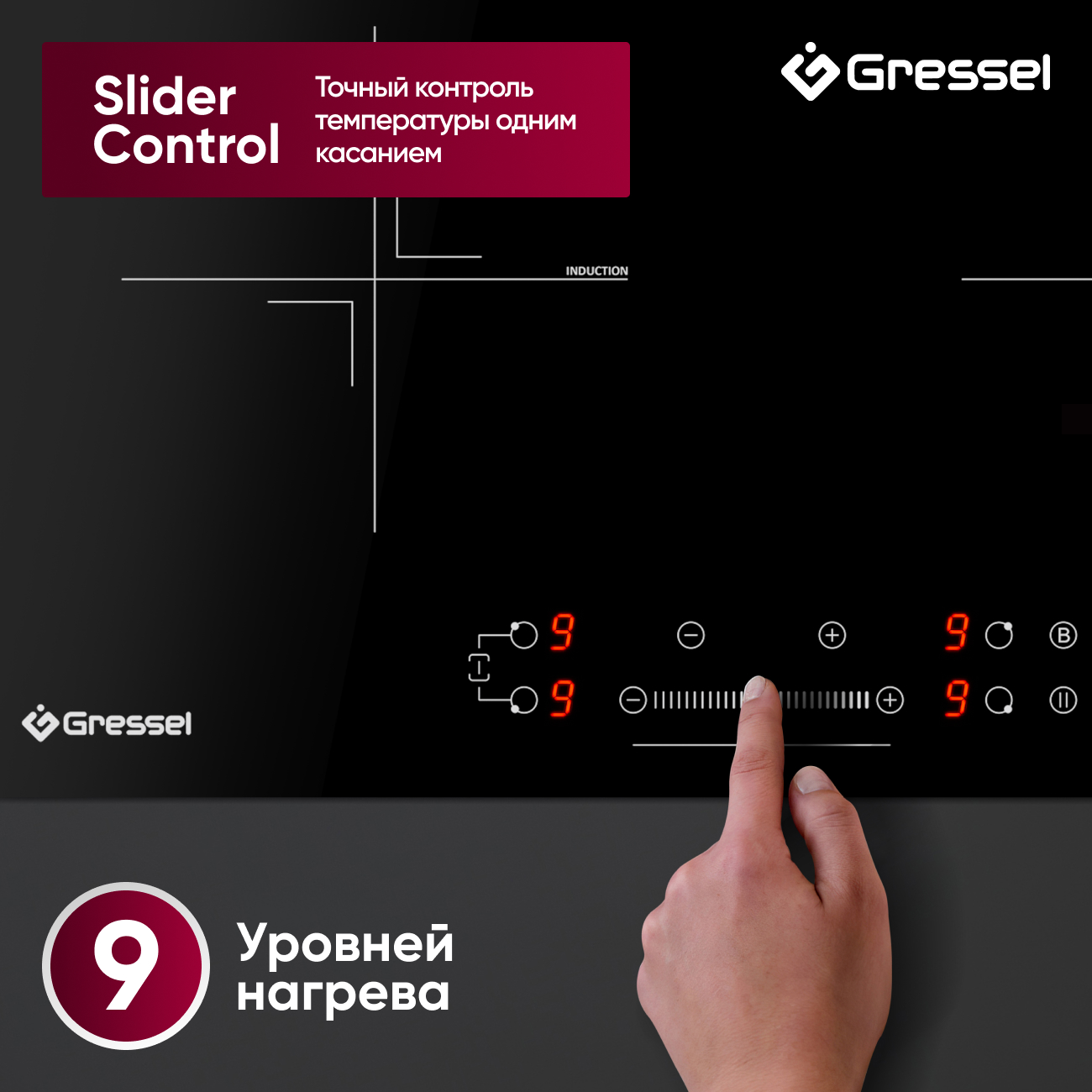 Комплект бытовой техники GRESSEL U66I69M84S01 (духовой шкаф 60см и варочная панель индукционная 60см)