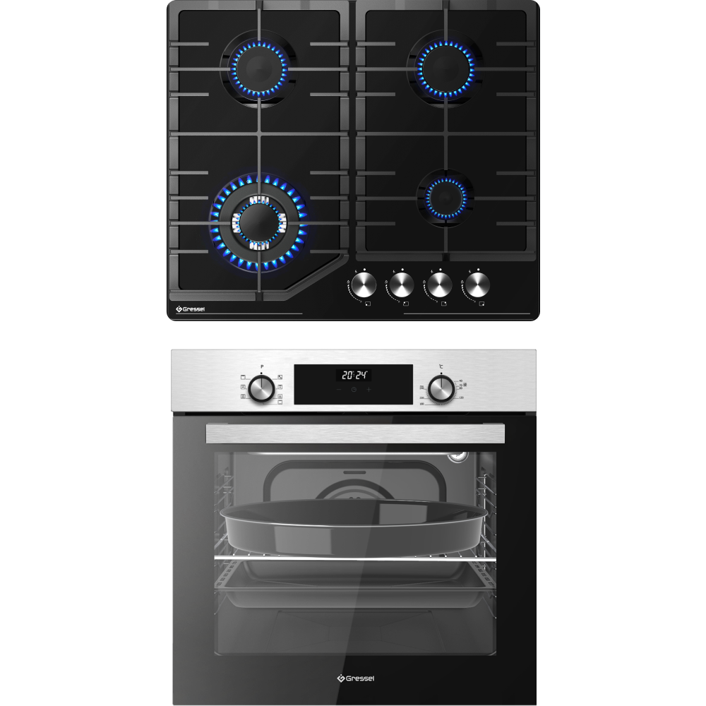 Комплект бытовой техники GRESSEL (духовой шкаф 60см U6EM68005 и варочная панель газовая 60см U60V41B011)