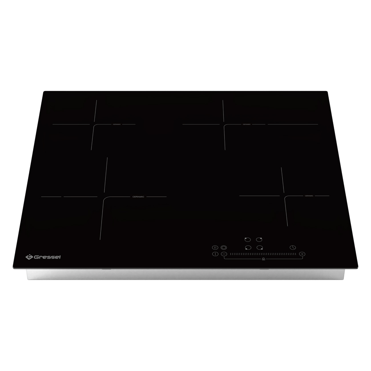 Встраиваемая электрическая варочная панель GRESSEL U60D24S011, 60 см, 6600Вт, индикатор остаточного тепла, зона расширения, управление Slider control, блокировка, таймер