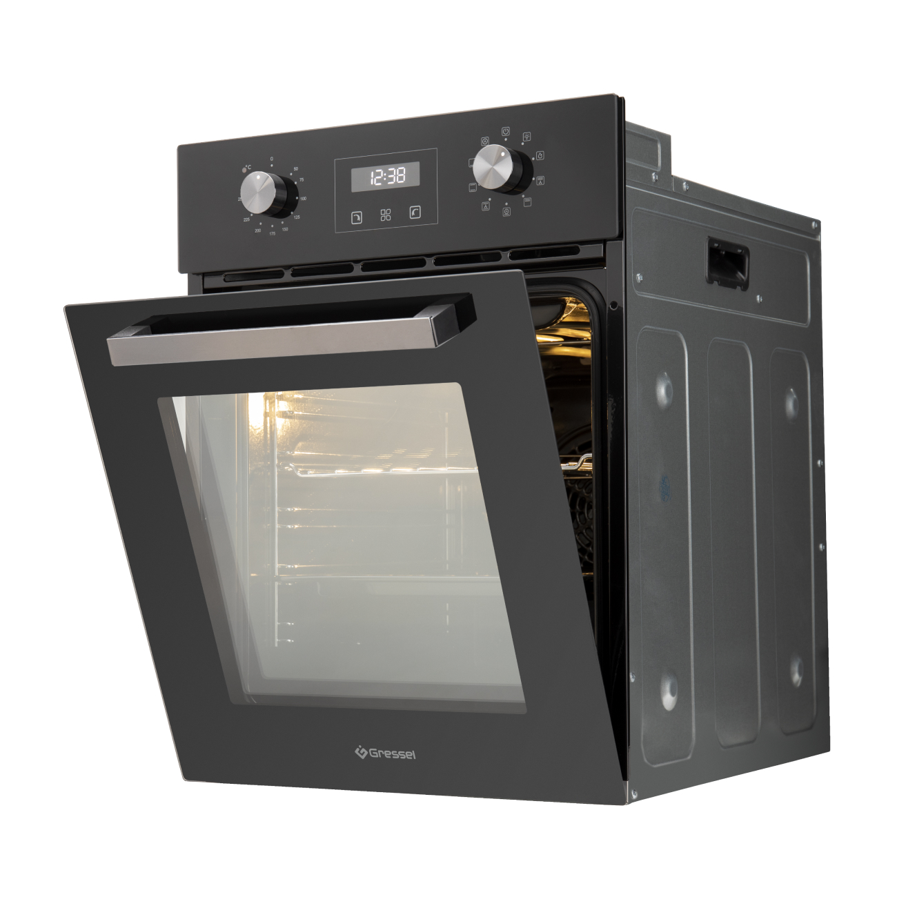 Встраиваемый духовой шкаф GRESSEL U4ES59001 45см, 50л, 9 режимов, двойной гриль, тройное стекло, стеклянная панель, 3D-конвекция, доводчик дверцы, таймер