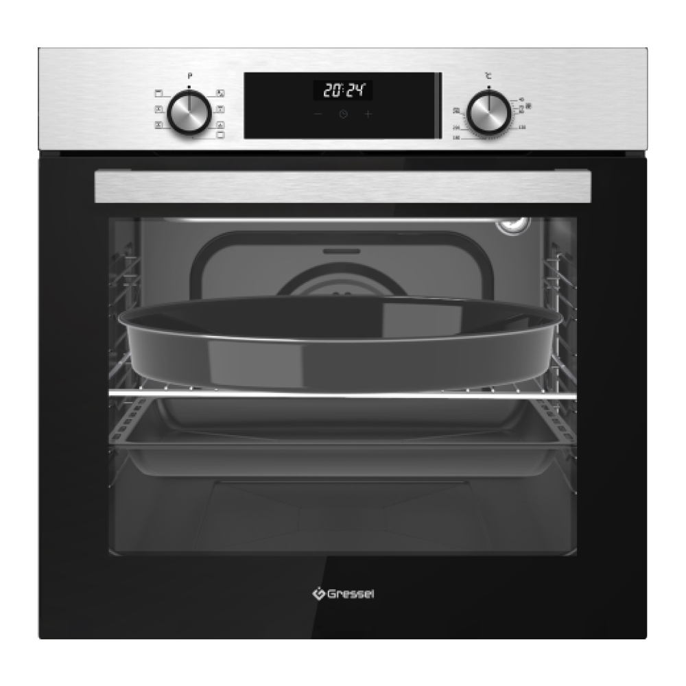 Встраиваемый духовой шкаф Gressel U6EM68005 60см, 7 режимов, 80л, конвекция, двойное стекло, гриль, таймер