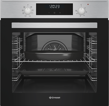 Встраиваемый духовой шкаф GRESSEL U6EM58200 60 см, 82 л, XXL объем, 8 режимов, Конвекция, Двойное стекло, Активное охлаждение корпуса, черный