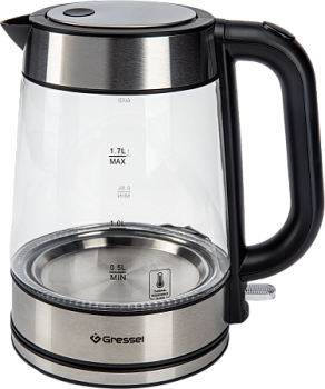 Чайник электрический Gressel GRK-1107 стеклянный с подсветкой, 1.7л, STRIX-контроллер