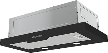 Встраиваемая вытяжка Gressel GR61B1 60 см (телескопическая), LED подсветка, 2 скорости, режим рециркуляции, механическое управление, черная